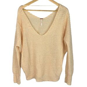 Free people women’s linen wool blend bumblebee striped oversized sweater small